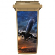 Plane In A Cloudy Sky Wheelie Bin Sticker Panel